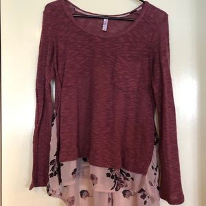 Maroon and floral tunic